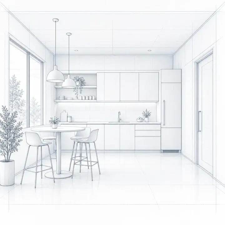 Sketch of the kitchen